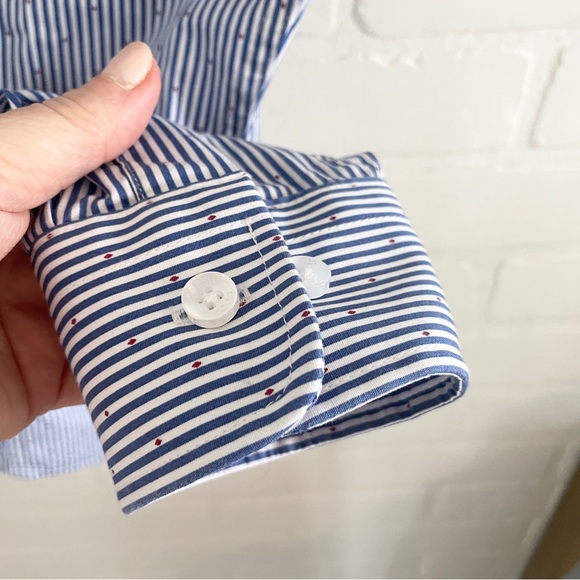 Scotch & Soda Amsterdam Blue/White Stripe Button-Down Shirt Men’s Sz 16.5 34/35 - Picture 8 of 13